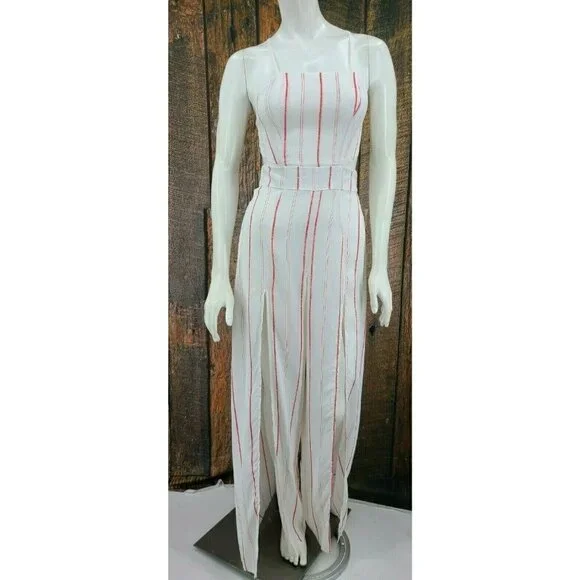 New Flynn Skye Joy Jumper Womens Small Spanish Stripe Red White Jumpsuit - Picture 4 of 12